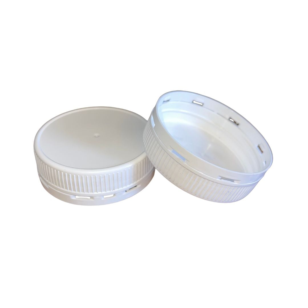 63mm Food Grade Tamper Evident Cap | White & Black Plastic Screw Lid