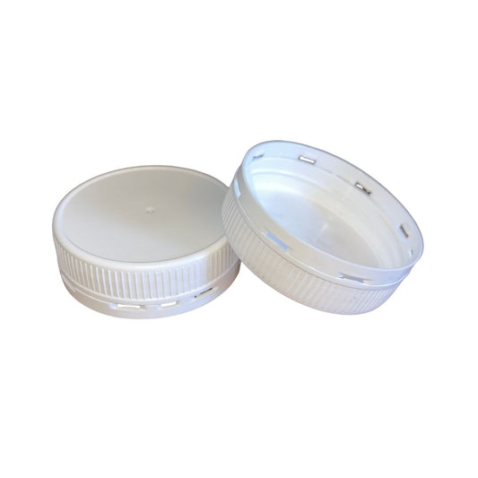 63mm Food Grade Tamper Evident Cap | White & Black Plastic Screw Lid