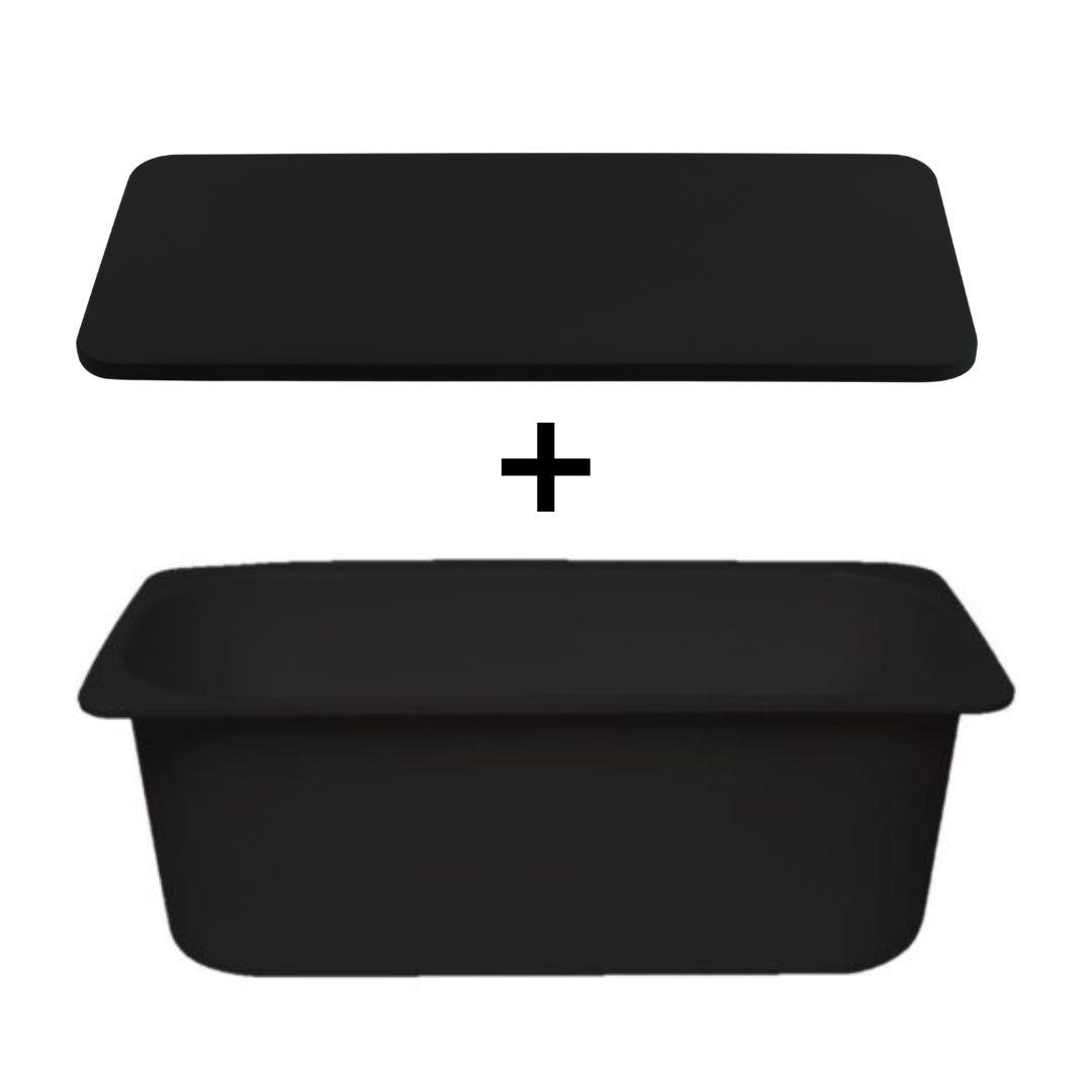 NCIICL5LZBL + NCIICL5LZBL - 5L Black Ice Cream Container w/ Lid *WA ONLY SPECIAL*