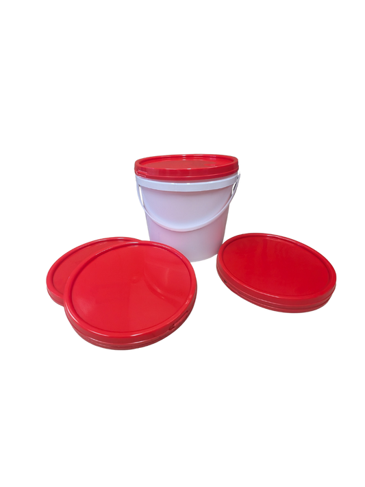 5L Food Grade Plastic Pail & Red Lid | PP Bucket | Warehouse Clearance